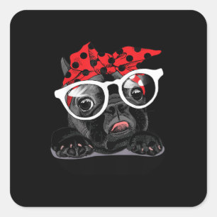 Dog Lovers   French Bulldog Portrait In A Headband Square Sticker