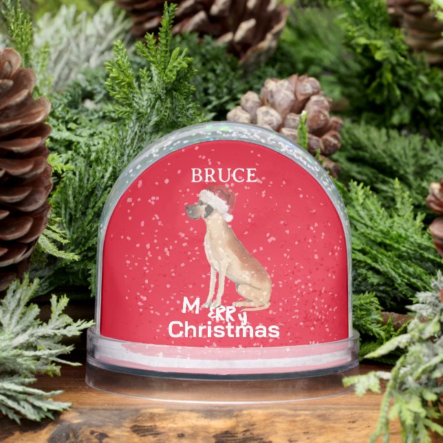 Dog Lovers Fun Red Merry Christmas  Snowglobe (Winter)