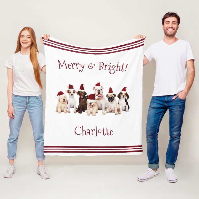 Dog Lovers Funny Christmas Blanket with Name (In Situ)
