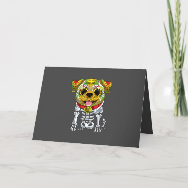 Dog Lovers |  Funny Halloween With Bulldog Skull Holiday Card (Front)