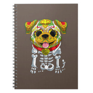 Dog Lovers Funny Halloween With Bulldog Skull Notebook