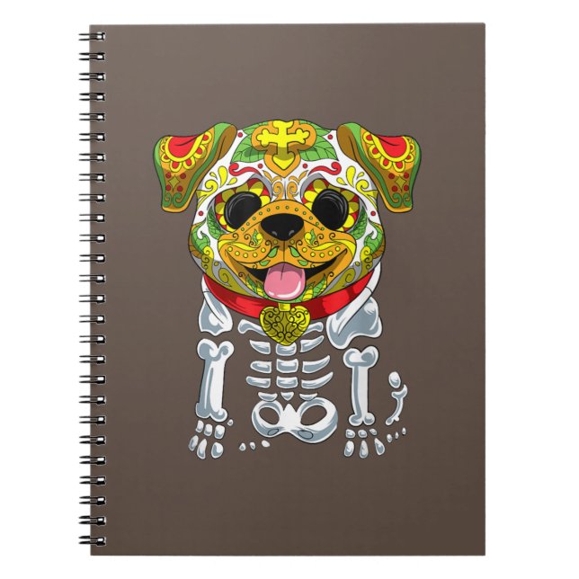 Dog Lovers |  Funny Halloween With Bulldog Skull Notebook (Front)