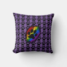 Dog lover's many paws rainbow pawprint purple