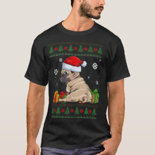  Dog Lovers Pug Santa Hat Ugly Christmas Sweater 