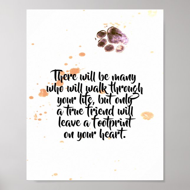 dog lovers quote poster paw print design (Front)