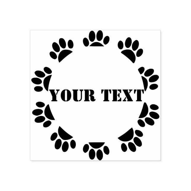 Dog Lovers Round Frame With Custom Text Rubber Stamp (Imprint)