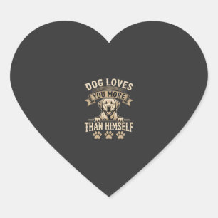 Dog Loves You More Than Himself Vintage Heart Sticker
