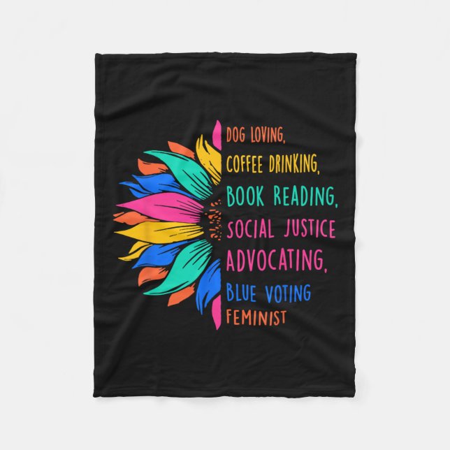 Dog Loving Coffee Drinking Book Reading Social Jus Fleece Blanket (Front)