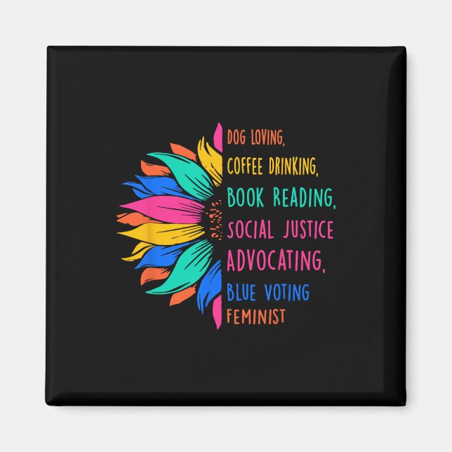 Dog Loving Coffee Drinking Book Reading Social Jus Magnet (Front)