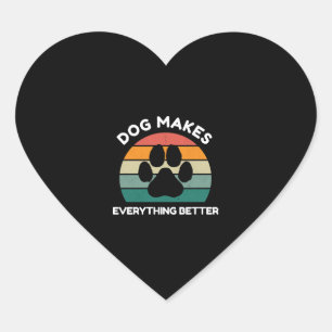 Dog Makes Everything Better - Paw Print Design Heart Sticker