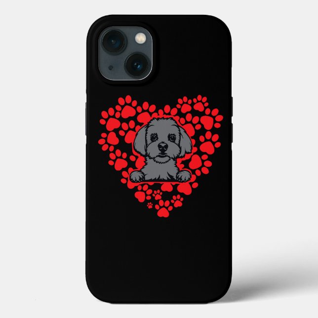 Dog Maltese Lapdog Lovers Loveheart 3 Case-Mate iPhone Case (Back)
