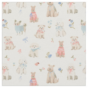 Dog maltipoo poodle terrier pattern fabric