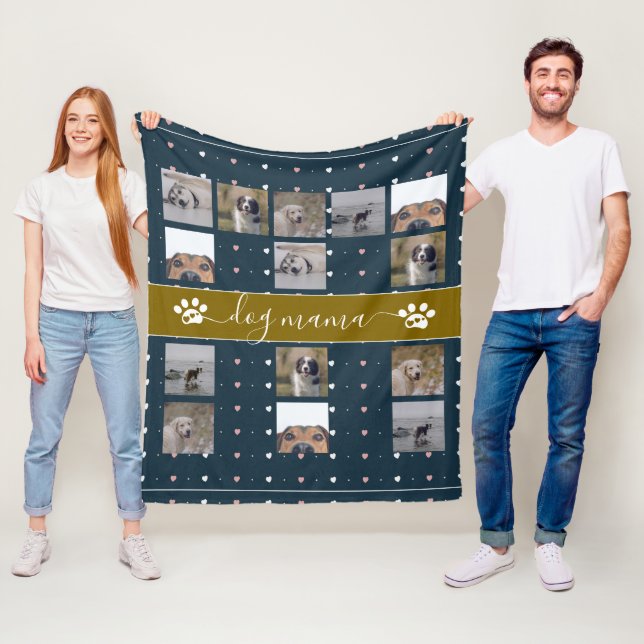 Dog Mama, 5 Photo Fleece Blanket (In Situ)