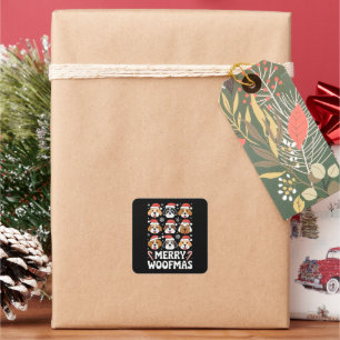 Dog Mama Christmas Merry Woofmas Dog Lover  Square Sticker