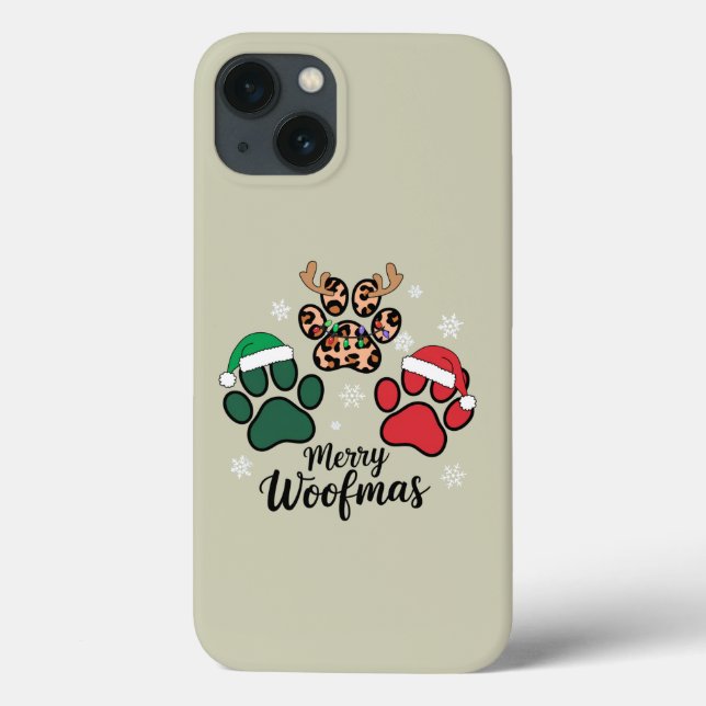 Dog Mama Christmas Merry Woofmas Dog Lover Xmas Case-Mate iPhone Case (Back)