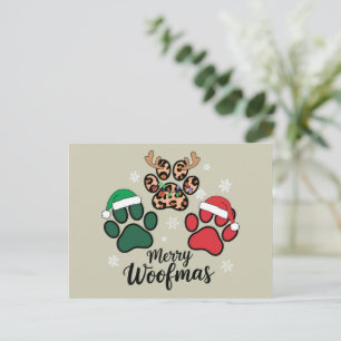 Dog Mama Christmas Merry Woofmas Dog Lover Xmas Holiday Postcard