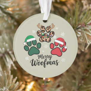 Dog Mama Christmas Merry Woofmas Dog Lover Xmas Ornament