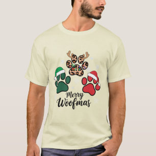 Dog Mama Christmas Merry Woofmas Dog Lover Xmas T-Shirt