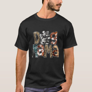 Dog Mama Dog Mum Cowhide Western Leopard For Dog T-Shirt