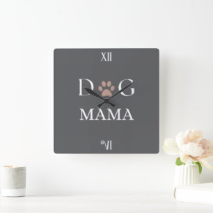 Dog Mama Paw Print, Mother’s Day & Birthday Gift Square Wall Clock
