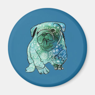 Dog Mandala french Bulldog Art Round Magnet