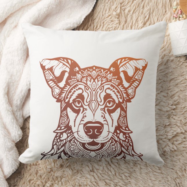 Dog Mandala Ornamental, Hand Drawn Dog Mandala Cushion (Blanket)