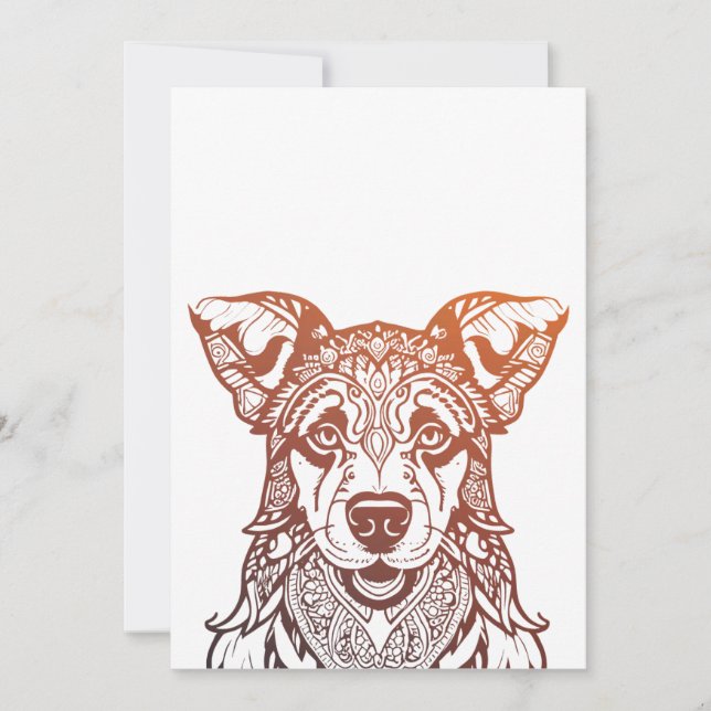 Dog Mandala Ornamental, Hand Drawn Dog Mandala Holiday Card (Front)