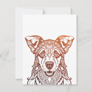 Dog Mandala Ornamental, Hand Drawn Dog Mandala Thank You Card