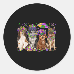 Dog Mardi Gras Festival Matching Party Dog Lover  Classic Round Sticker