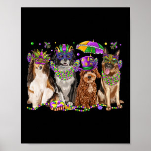 Dog Mardi Gras Festival Matching Party Dog Lover  Poster