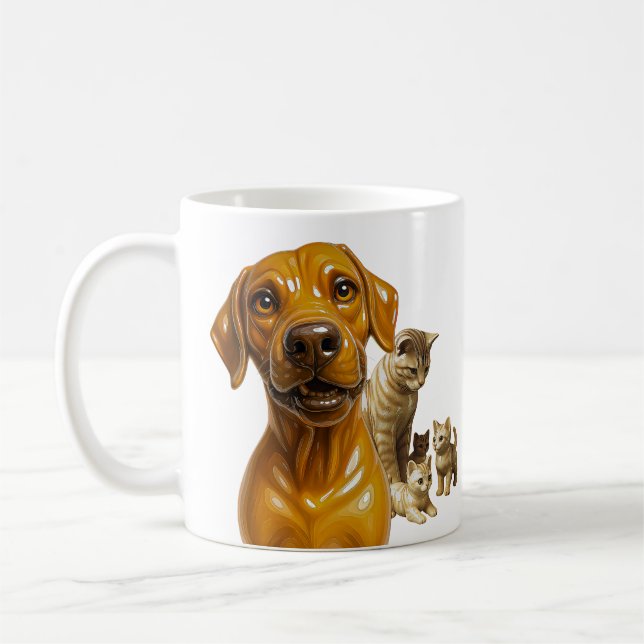 Dog Meets Cat Mum & Her Kitten Crew Coffee Mug (Left)