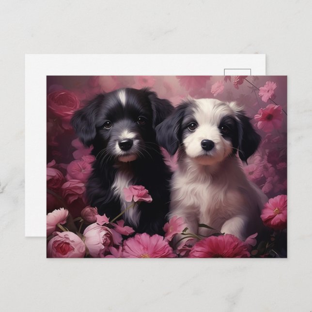 Dog Melodious Flower Postcard (Front/Back)