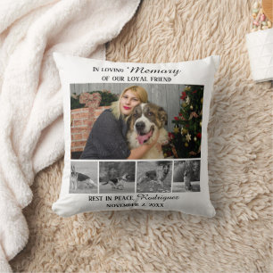 Dog Memorial 5 Photo Collage Pet Tribute Cushion