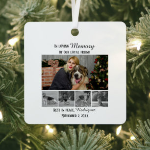 Dog Memorial 5 Photo Collage Pet Tribute Metal Tree Decoration