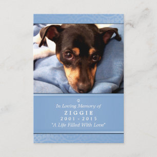 Dog Memorial Card 3.5" x 5" - Light Blue Photo