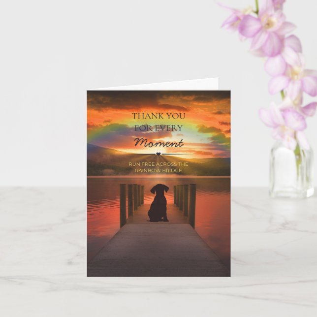 Dog Memorial Card Rainbow Bridge Sunset (Orchid)