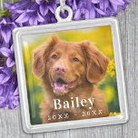 Dog Memorial Custom Pet Photo  Silver Plated Necklace<br><div class="desc">Honour your best friend with a custom photo memorial necklace. This unique pet memorials keepsake is the perfect gift for yourself, family or friends to pay tribute to your loved one. This dog memorial necklace is perfect keepsake for dog mum, dog lovers, cat memorials. Customise with favourite pet dog or...</div>
