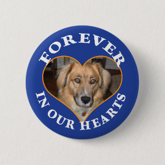 Dog Memorial custom photo in heart frame 6 Cm Round Badge