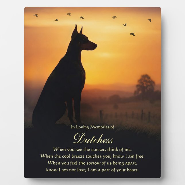 Dog Memorial Dobie Doberman Pincher  Plaque (Front)
