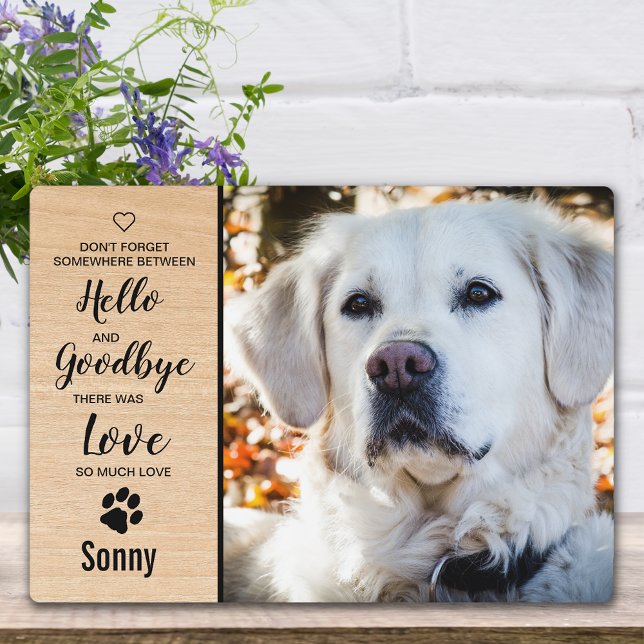 Dog Memorial Dog Photo Wood Grain Keepsake Pet Plaque (Creator Uploaded)