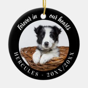 Dog Memorial Forever In Our Hearts Black Ceramic Tree Decoration