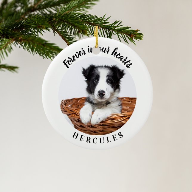 Dog memorial forever in our hearts ceramic tree decoration (Creator Uploaded)