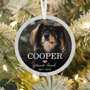 Dog Memorial Forever Loved Photo Christmas  Metal  Tree Decoration