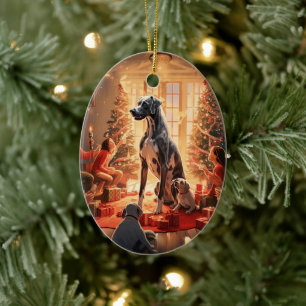 Dog Memorial Gift, Gift for Great Dane Lover Ceramic Tree Decoration