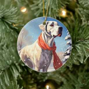 Dog Memorial Gift, Gift for Great Dane Lover Ceramic Tree Decoration