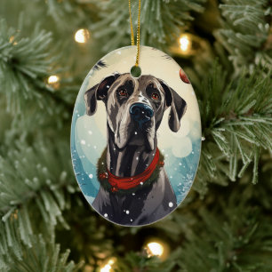 Dog Memorial Gift, Gift for Great Dane Lover Ceramic Tree Decoration
