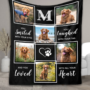 Dog Memorial Gift Personalised Pet Photo Collage Fleece Blanket