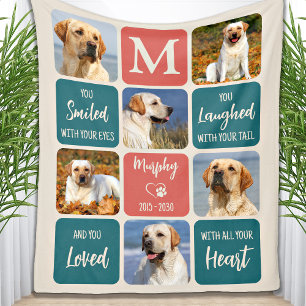 Dog Memorial Gift Pet Loss Modern Colourful 6 Phot Fleece Blanket