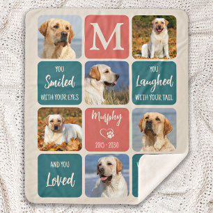 Dog Memorial Gift Pet Loss Modern Colourful 6 Phot Sherpa Blanket