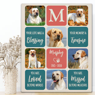 Dog Memorial Gift Pet Loss Retro Colours 6 Photo  Plaque